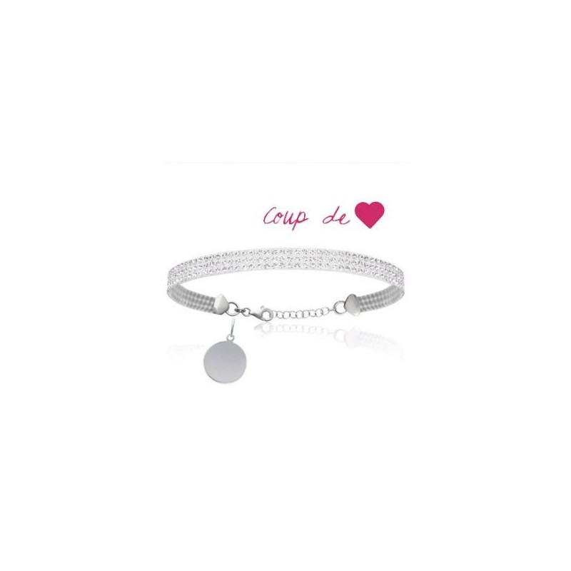 Bracelet gravé Cristal Blanc