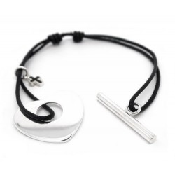 bracelet personnalisé coeur argent cordon