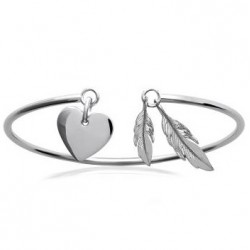 bracelet jonc personnalisé avec médaille coeur