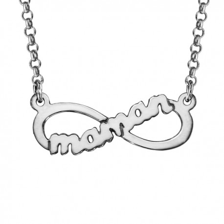 Collier argent rhodié infini Maman