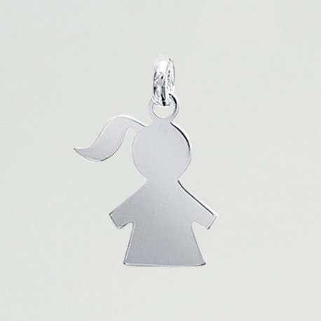 Médaille baptême silhouette fille en argent