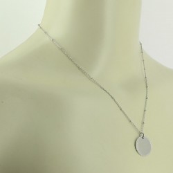 Collier médaillon perlé argent