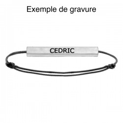 Bracelet Tube Acier Homme gravure écriture noire