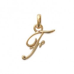 Pendentif Lettre F script plaqué or