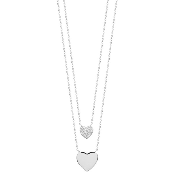 Collier Personnalisé Double Coeur Argent