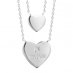 Collier Personnalisé Double Coeur Argent