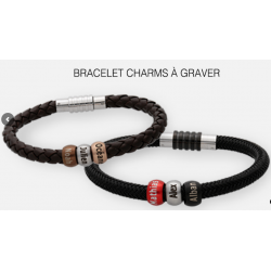 Bracelet pour charms homme cuir marron