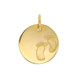 Pendentif Médaille Mains et Pieds Or 9 carats