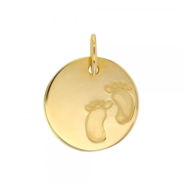 Pendentif Médaille Mains et Pieds Or 9 carats