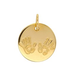 Pendentif Médaille Mains et Pieds Or 9 carats