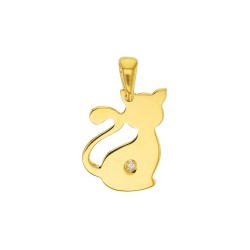 Pendentif chat or 9 carats