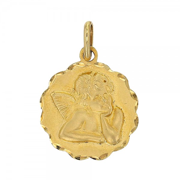 Médaille Ange or 18K avec contour travaillé