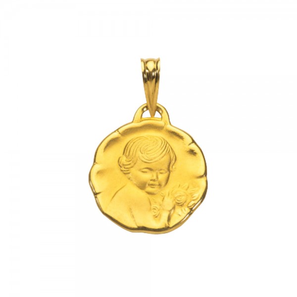 Médaille Ange or 18K 750/1000 bords relief