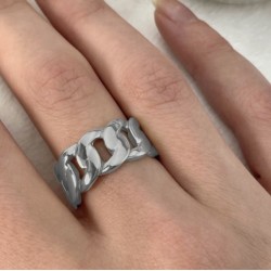 Bague Grosse Maille Tendance Femme Acier