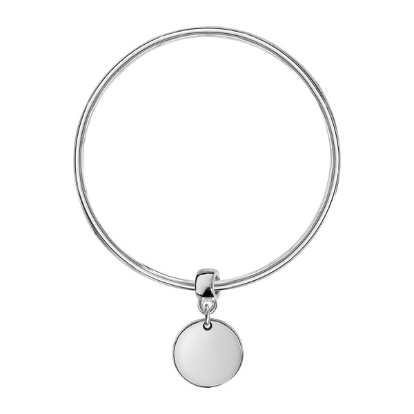 Bracelet Jonc personnalisé Argent avec médaille gravée