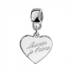 Charm Coeur Maman Je t'aime Argent