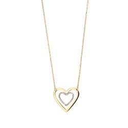 Collier Double Coeur en Or 9 carats