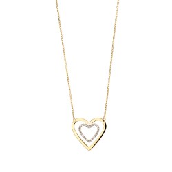 Collier Femme Double Coeur Or 
