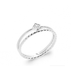 Bague tendance double rangs trèfle argent 925/000 rhodié