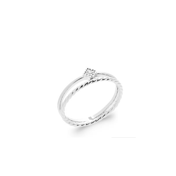 Bague tendance double rangs trèfle argent 925/000 rhodié