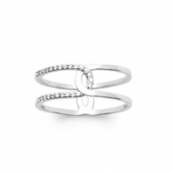 Bague tendance rangs entrelacés argent 925 rhodié 