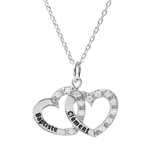 Collier personnalisé coeurs entrelacés Argent 925