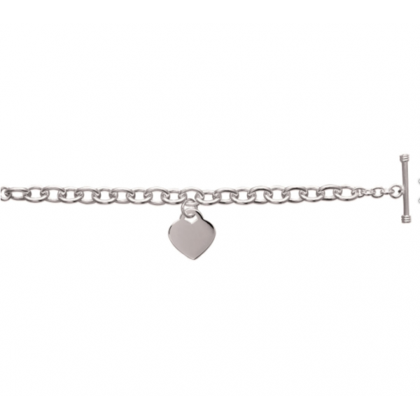 Bracelet personnalisé Coeur Fermoir T Argent 925