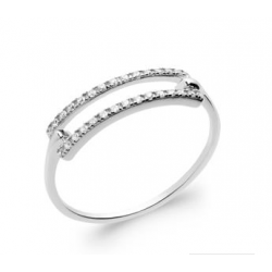 Bague Rectangle Argent Rhodié Pavée d'oxydes