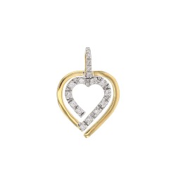 Pendentif double coeurs or 18K serti Diamant