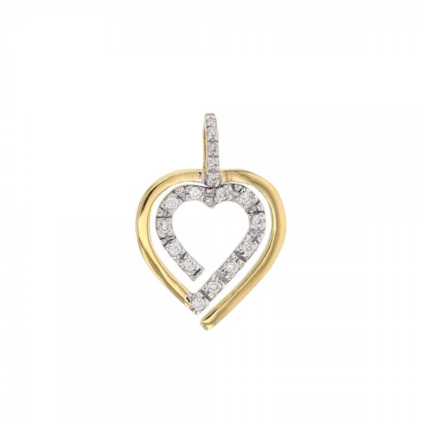 Pendentif double coeurs or 18K serti Diamant