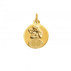 Médaille Ange or avec horloge 18K 750/1000