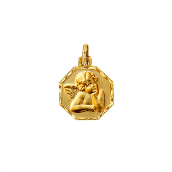 Médaille Ange or 18K avec contour travaillé