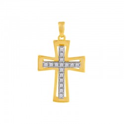 Pendentif Croix Or 9 carats et oxydes