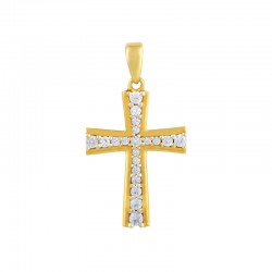 Pendentif croix en Or 750/1000 ornée d'oxydes de zirconium