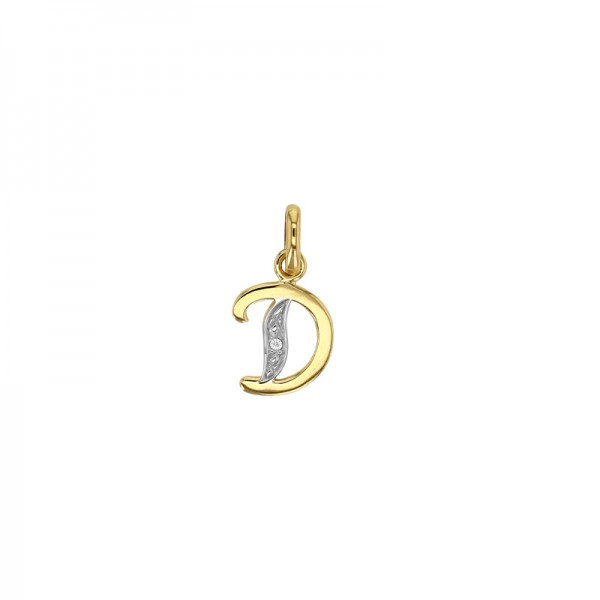 Pendentif Lettre D Or 18K et Diamant