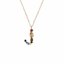 Collier initiale en Or 18K ornée d'oxydes de couleurs