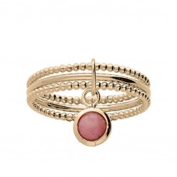 Bague tendance Triple avec rhodonite