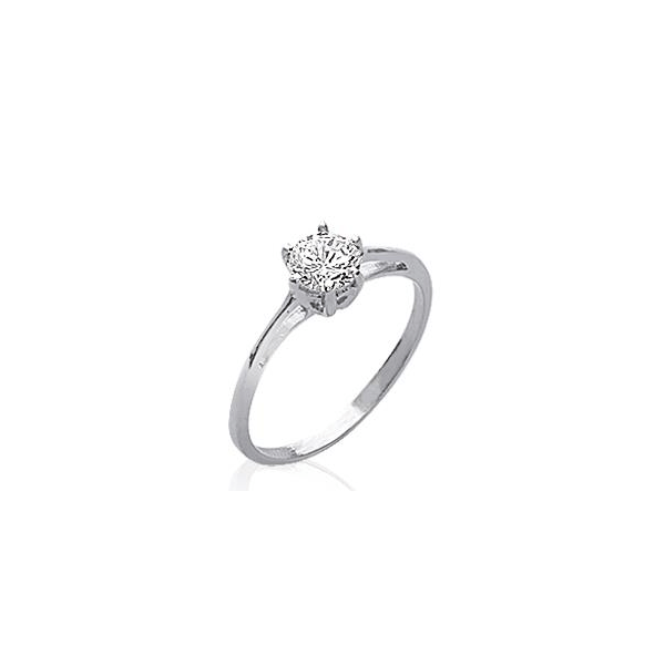 Bague solitaire Argent Rhodié Oxyde Blanc