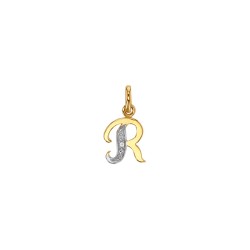 Pendentif Lettre R Or 18K et Diamant