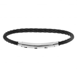 bracelet acier cable noir pour charms homme