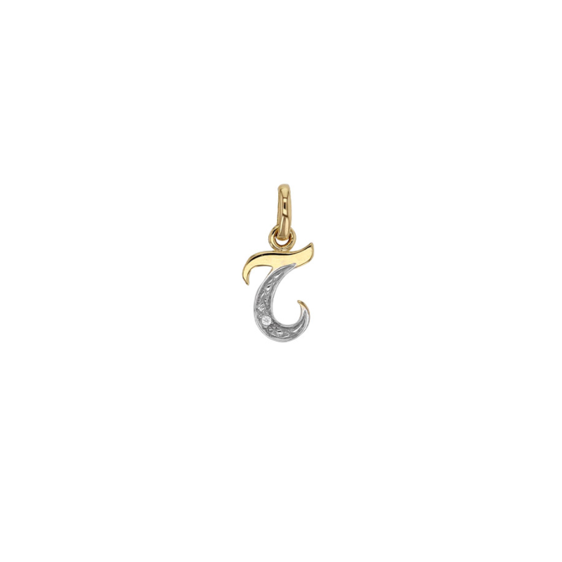 lettre initiale T or 18 carats diamant