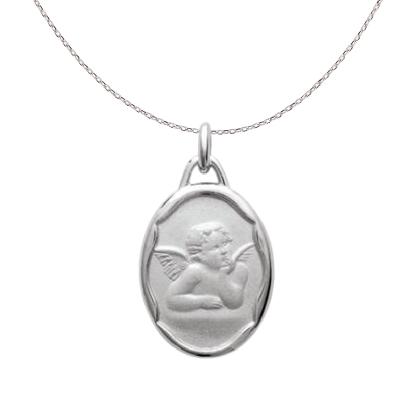 Médaille et chaîne de baptême argent