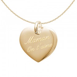 Pendentif coeur Maman on t'aime Plaqué Or