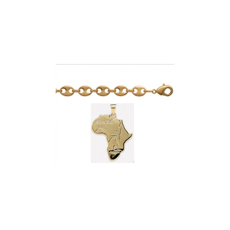 Collier Plaqué Or Avec Pendentif Afrique